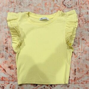 Zara Women’s Yellow Ruffle Sleeve Top